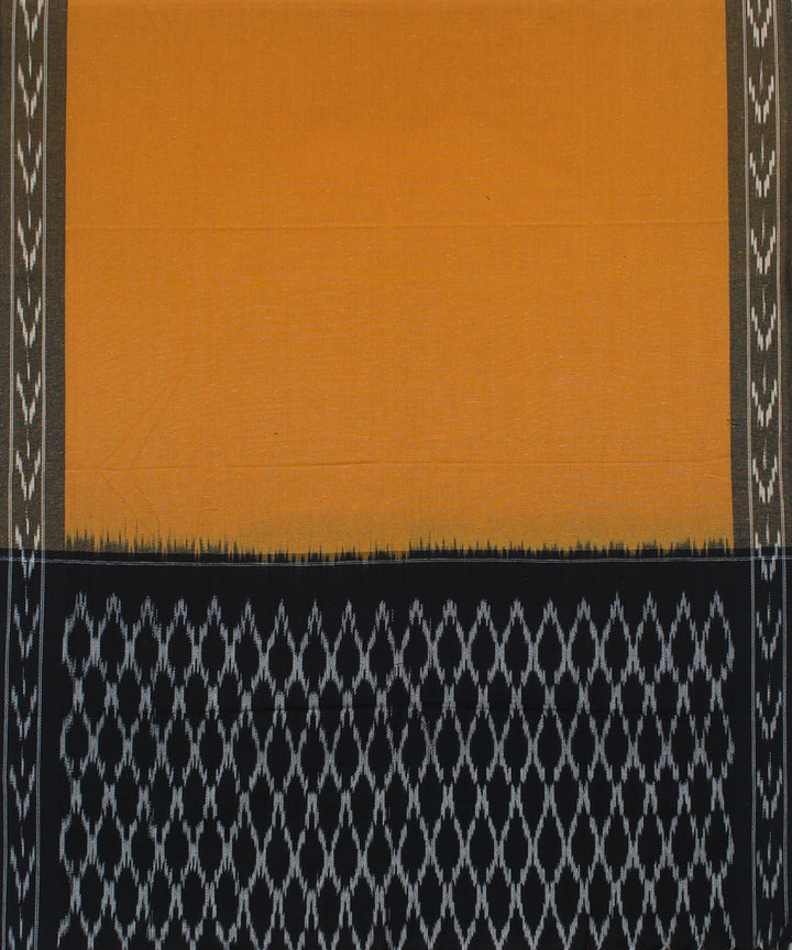 Black mustard cotton handwoven pochampally ikat dress material