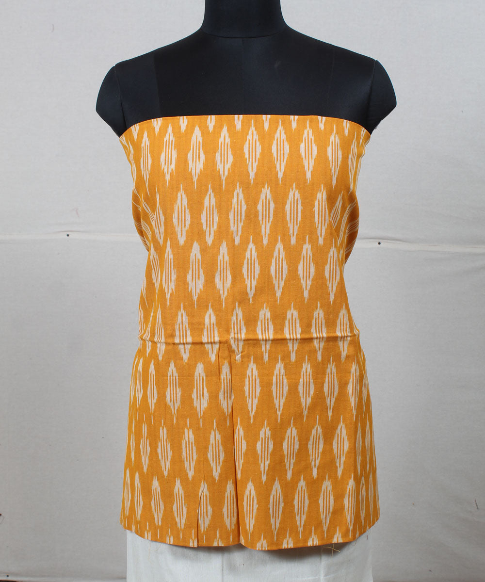 Mustard offwhite handwoven pochampally ikat dress material
