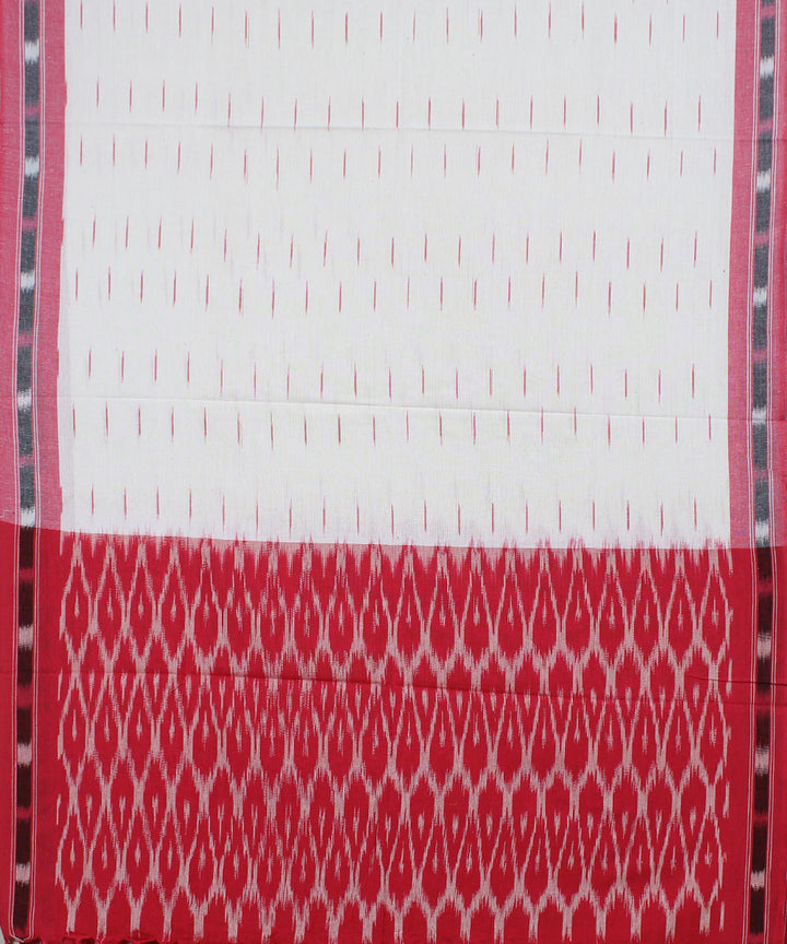 Pink white handwoven cotton pochampally ikat dress material