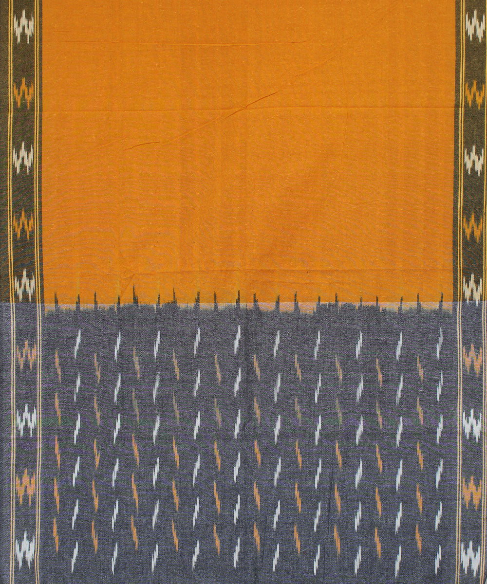 Grey mustard handwoven cotton pochampally ikat dress material