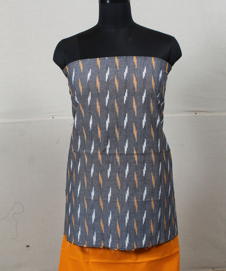 Grey mustard handwoven cotton pochampally ikat dress material
