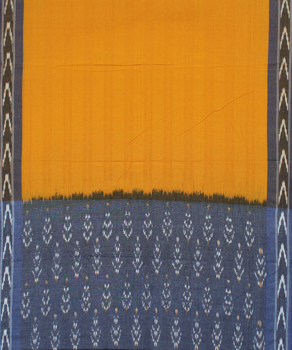 Grey blue handwoven cotton pochampally ikat dress material
