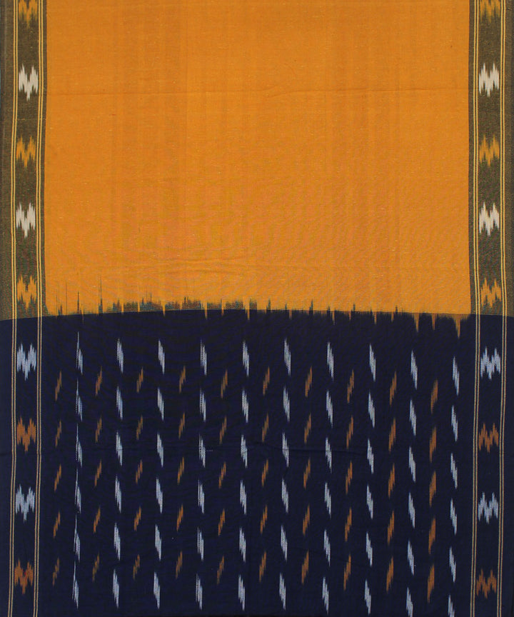 Navy blue mustard cotton handwoven pochampally ikat dress material