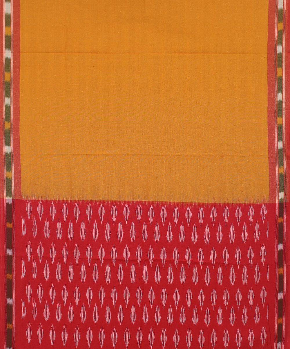 Red mustard handwoven cotton pochampally ikat dress material