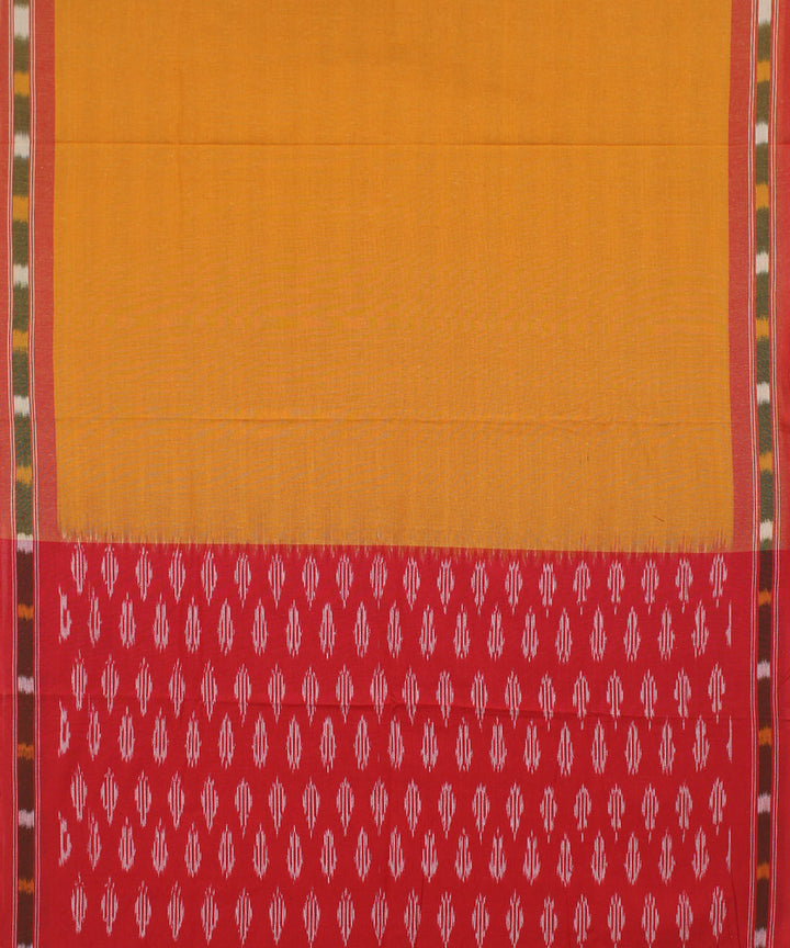 Red mustard handwoven cotton pochampally ikat dress material