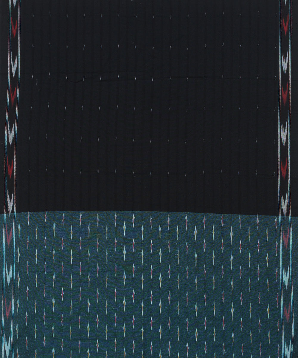Dark green black handwoven cotton pochampally ikat dress material