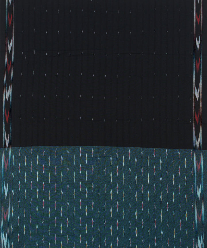 Dark green black handwoven cotton pochampally ikat dress material