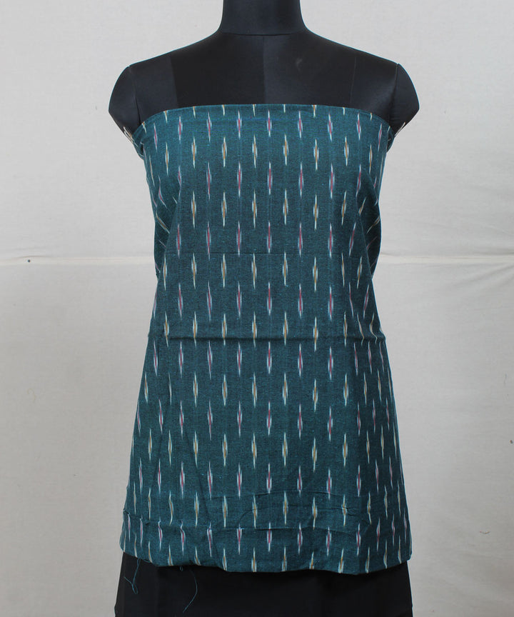 Dark green black handwoven cotton pochampally ikat dress material