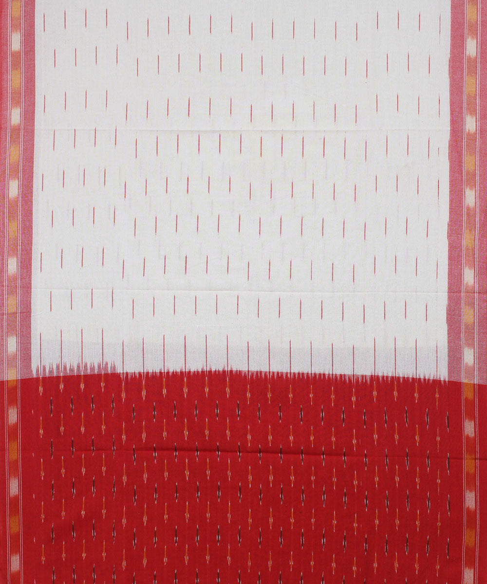 Red white handwoven cotton pochampally ikat dress material