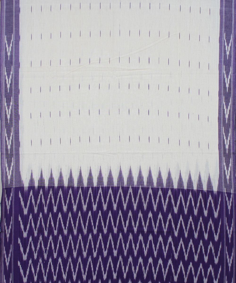 Purple white handwoven cotton pochampally ikat dress material