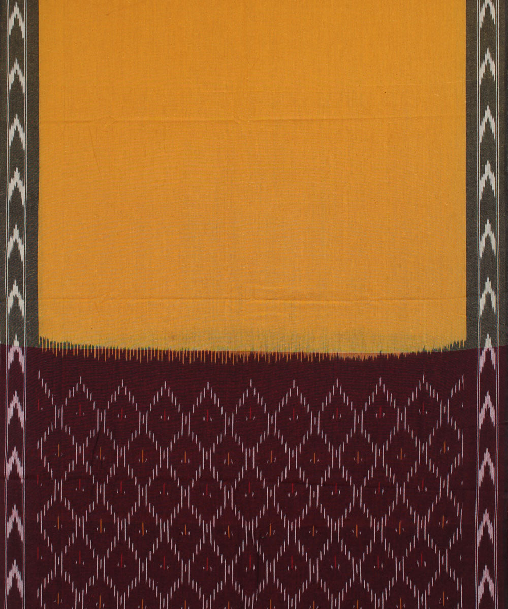Maroon mustard pochampally ikat handwoven cotton dress material