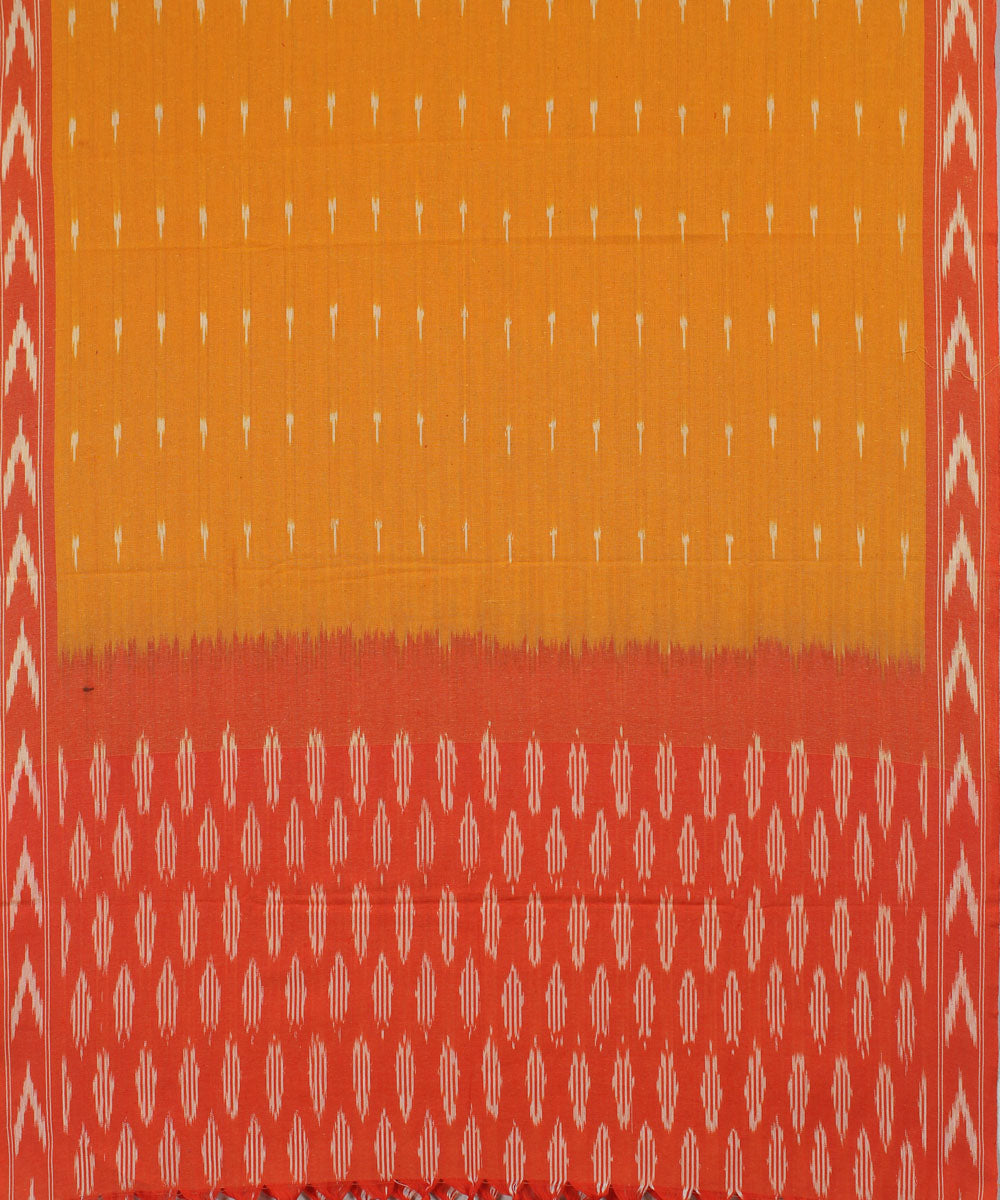 Orange mustard handwoven cotton pochampally ikat dress material