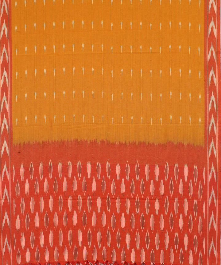 Orange mustard handwoven cotton pochampally ikat dress material