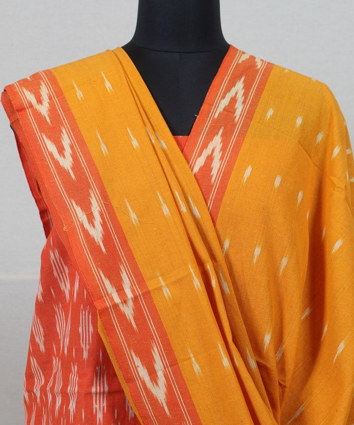 Orange mustard handwoven cotton pochampally ikat dress material