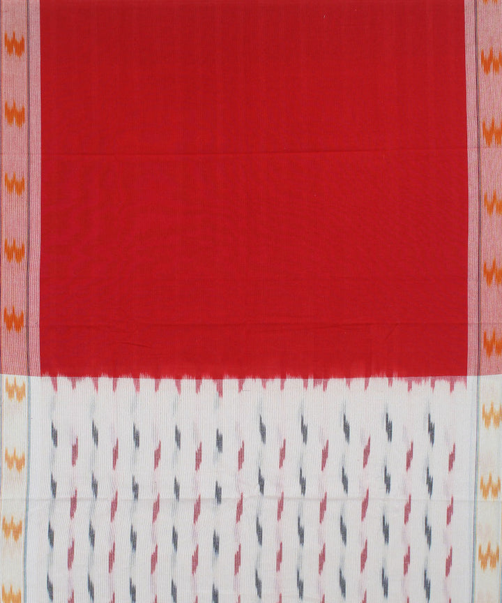 White red handwoven pochampally ikat dress material