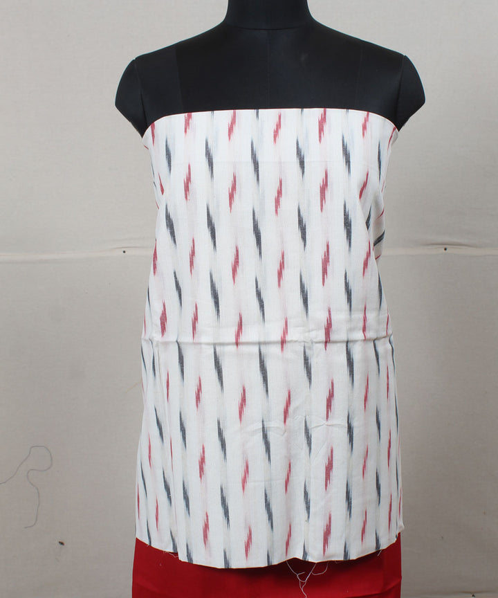 White red handwoven pochampally ikat dress material