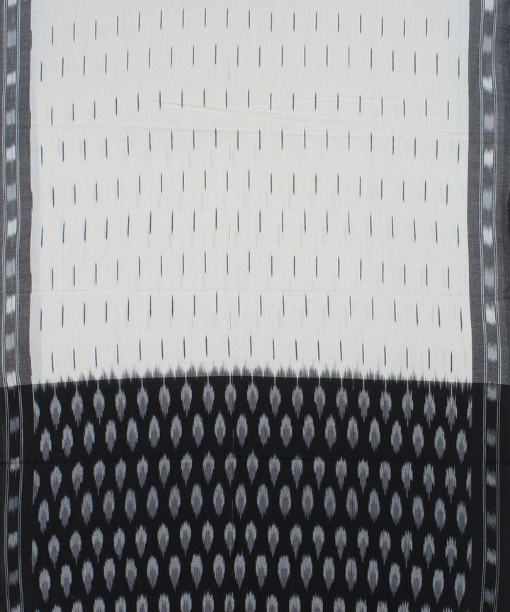 Black white handwoven cotton pochampally ikat dress material