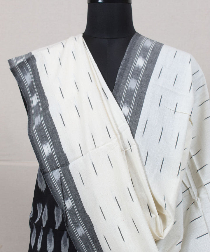 Black white handwoven cotton pochampally ikat dress material