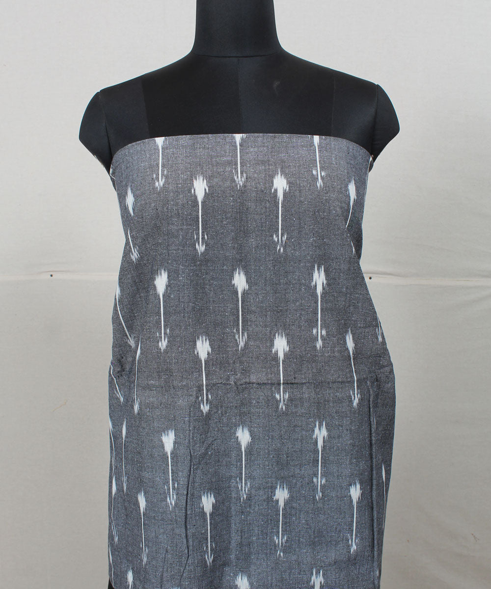 Grey black handwoven cotton pochampally ikat dress material