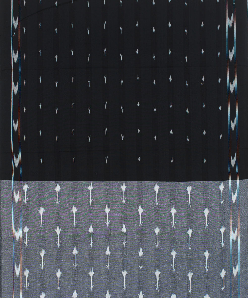 Grey black handwoven cotton pochampally ikat dress material