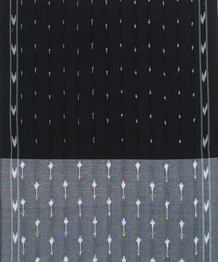 Grey black handwoven cotton pochampally ikat dress material