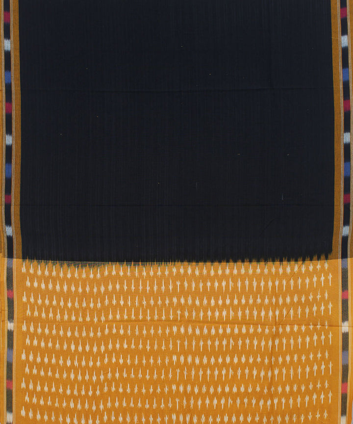 Mustard black handwoven cotton pochampally ikat dress material