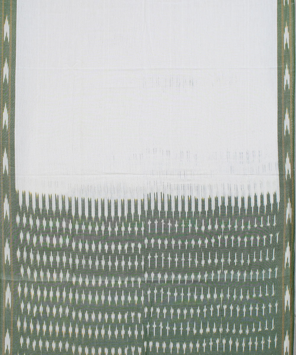 Light green white handwoven cotton pochampally ikat dress material