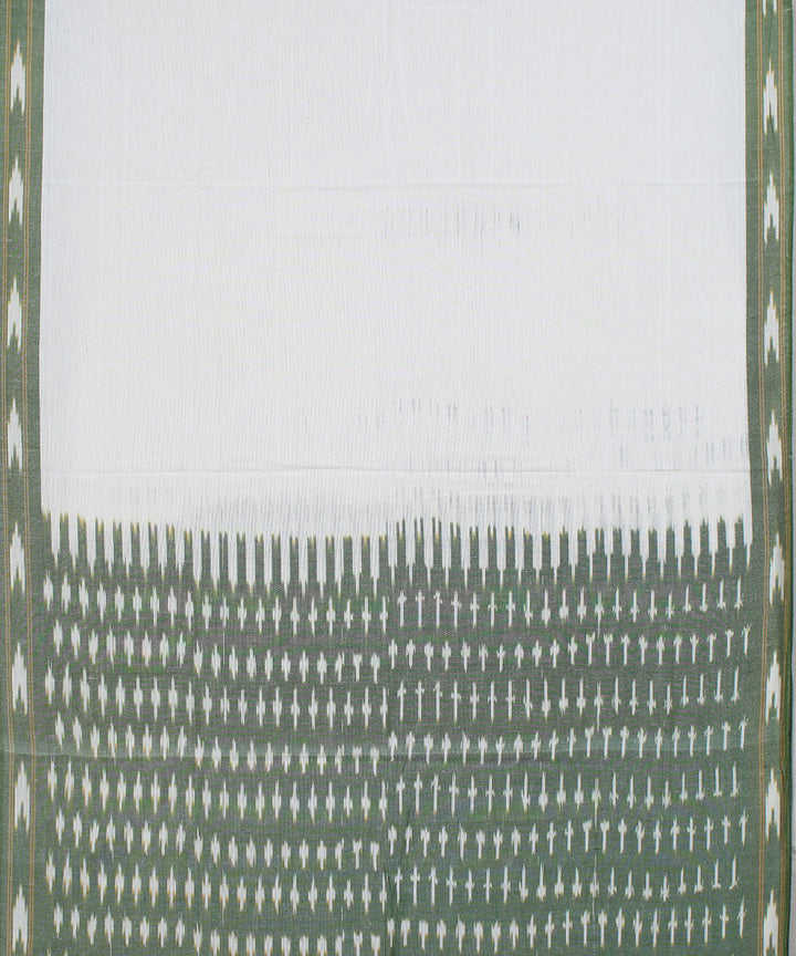 Light green white handwoven cotton pochampally ikat dress material