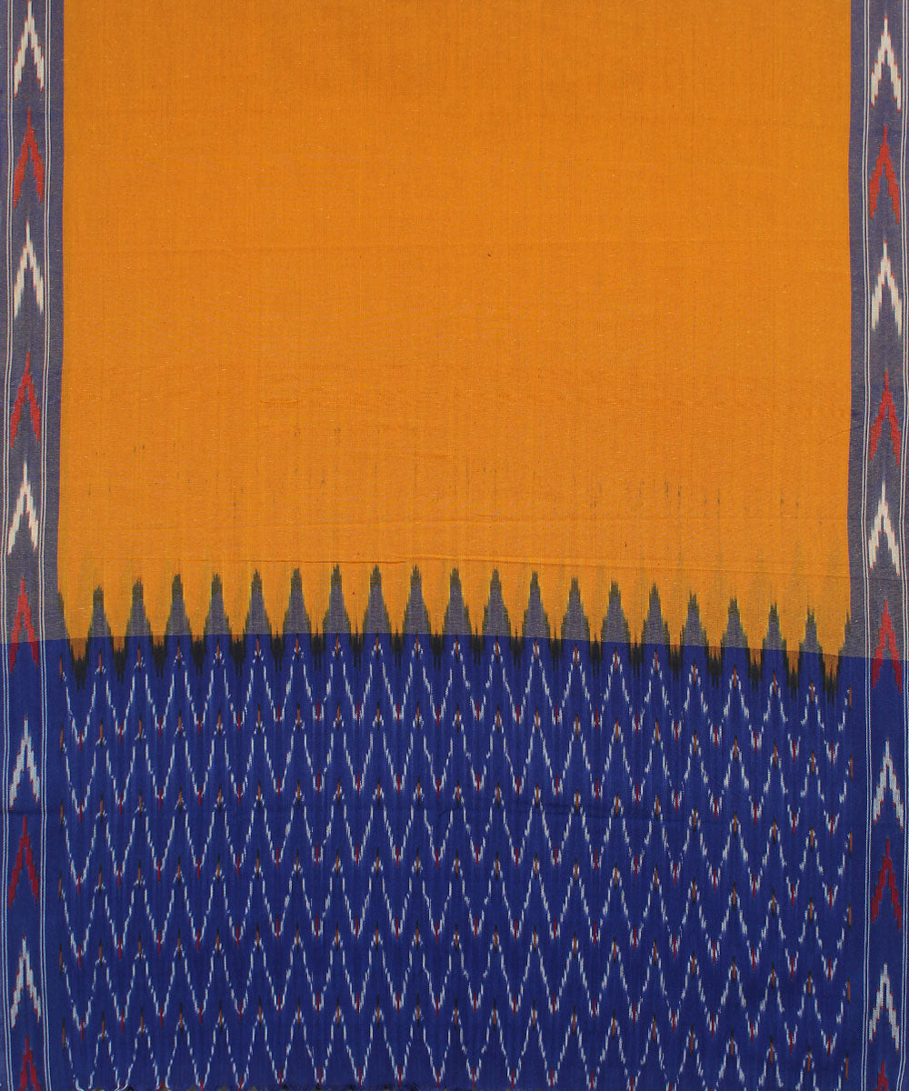 Navy blue mustard handwoven cotton pochampally ikat dress material