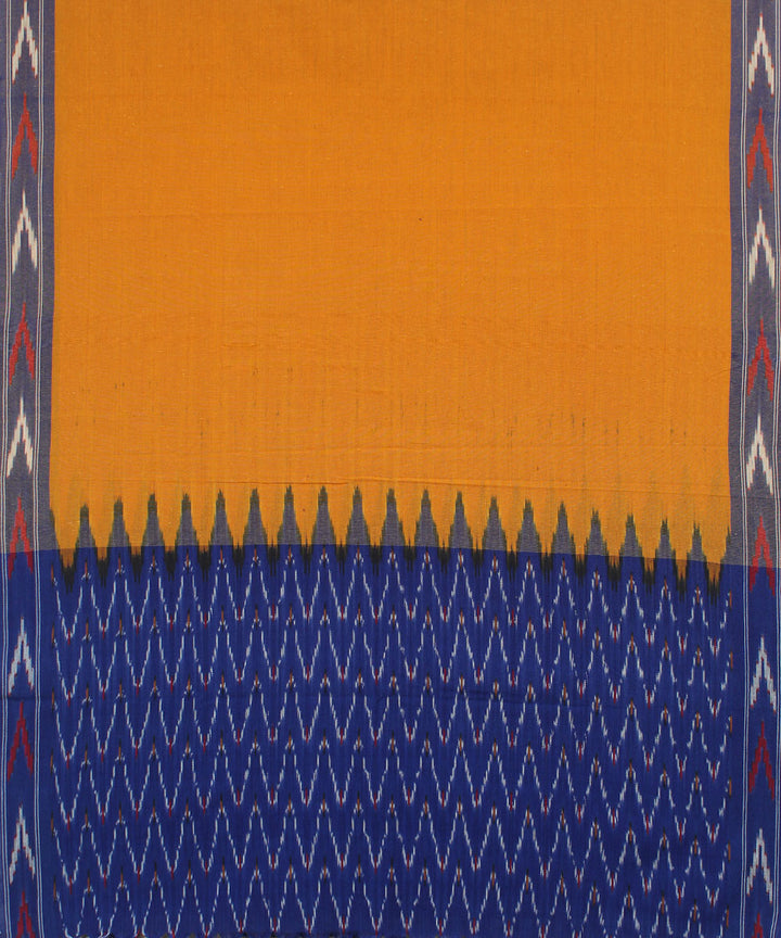 Navy blue mustard handwoven cotton pochampally ikat dress material