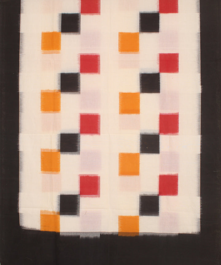 White black handwoven cotton pochampally ikatdupatta