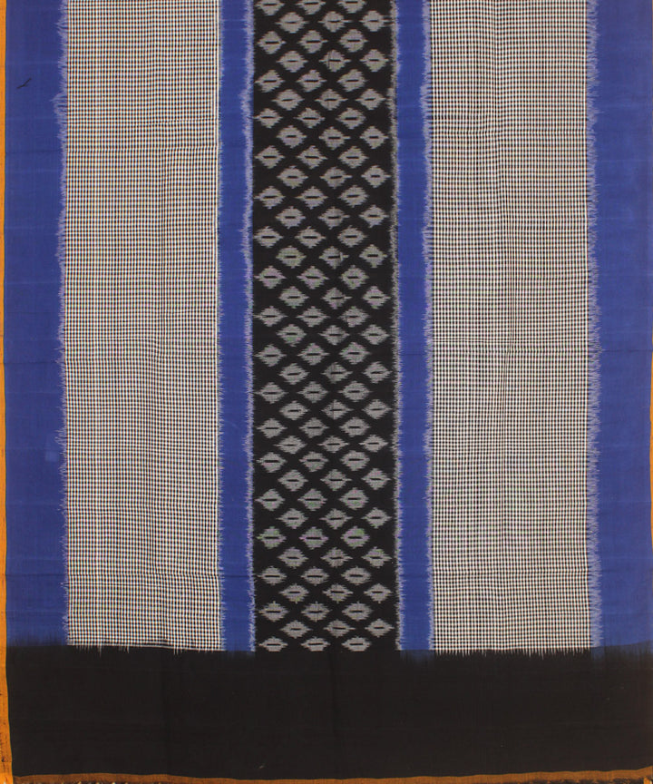 Grey black indigo handwoven cotton pochampally ikat dupatta