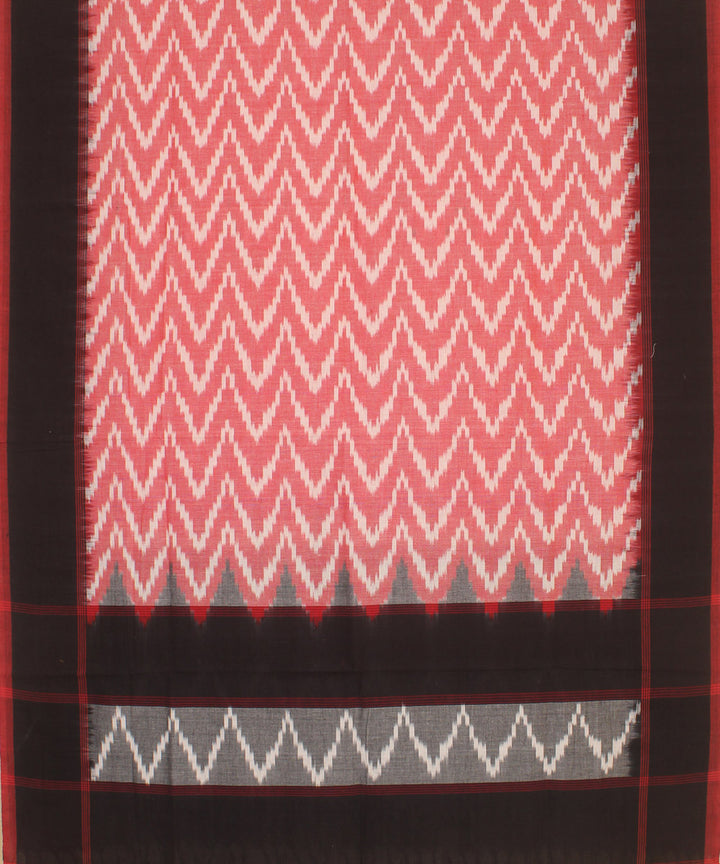 Pink grey black handwoven cotton pochampally ikat dupatta