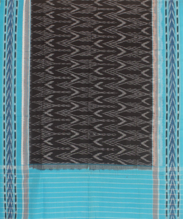 Black cyan blue handwoven cotton pochampally ikat dupatta