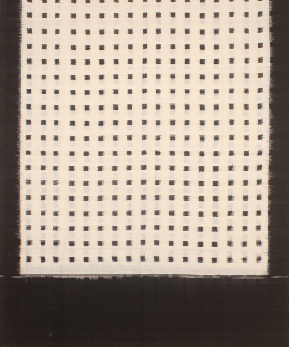 Offwhite black handwoven cotton pochampally ikat dupatta