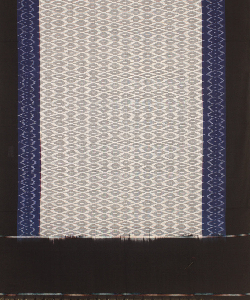Grey navy blue black handwoven cotton pochampally ikat dupatta