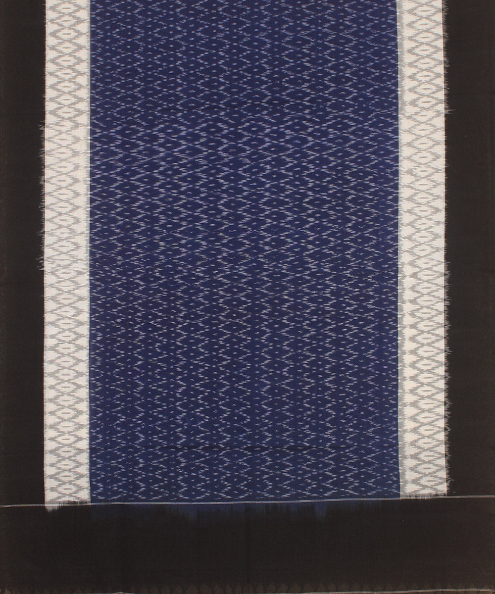 Navy blue black handwoven pochampally ikat cotton dupatta