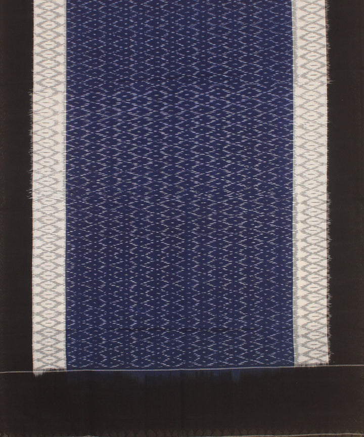 Navy blue black handwoven pochampally ikat cotton dupatta