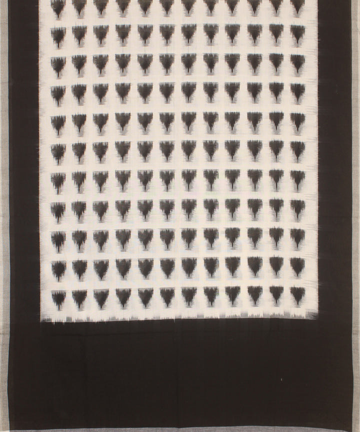 Offwhite black handwoven pochampally ikat cotton dupatta