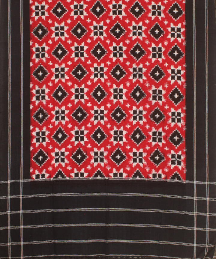 Maroon black handwoven cotton pochampally double ikat dupatta