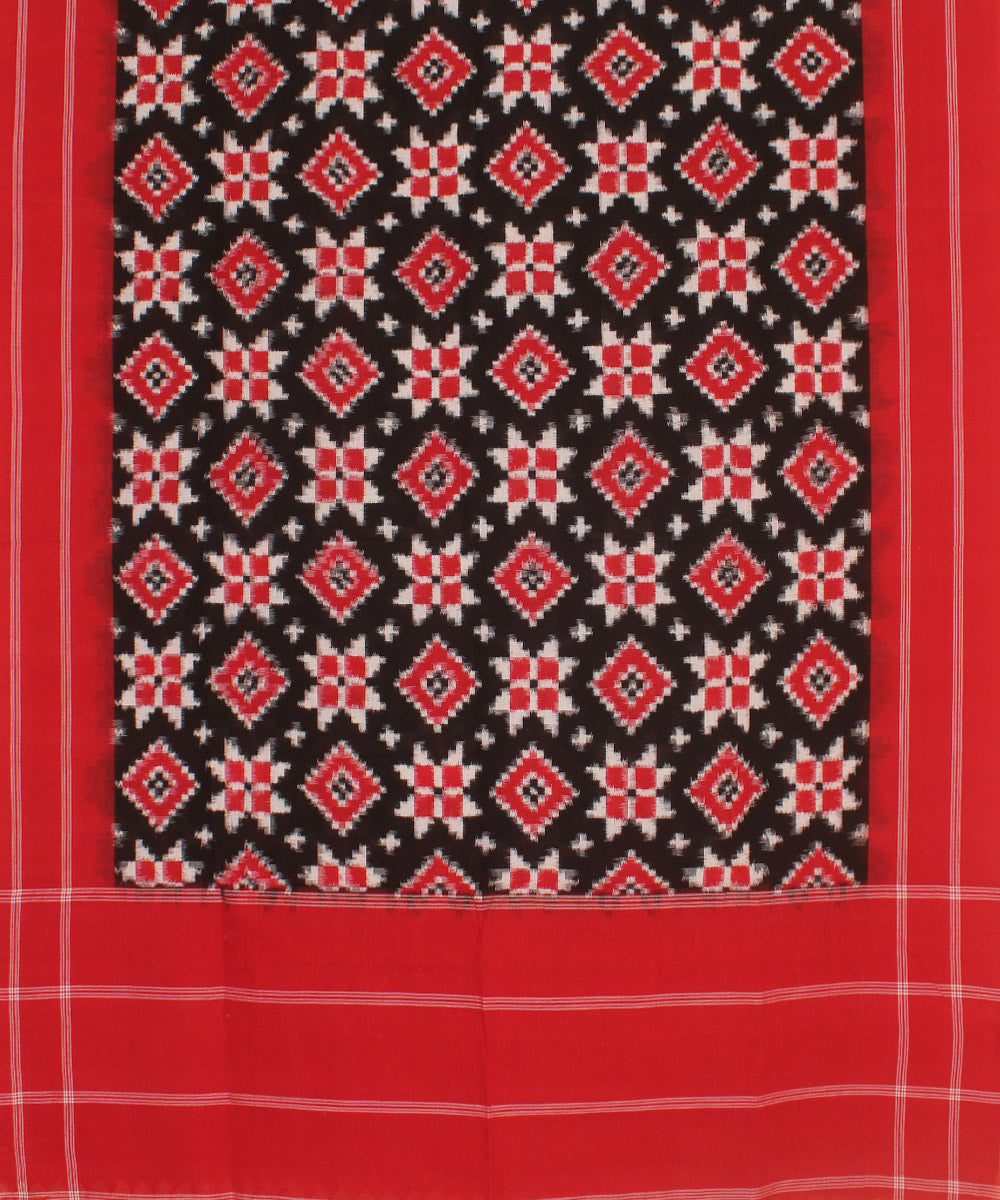 Cyan blue white red handwoven cotton pochampally double ikat dupatta