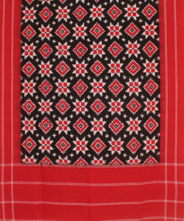 Cyan blue white red handwoven cotton pochampally double ikat dupatta