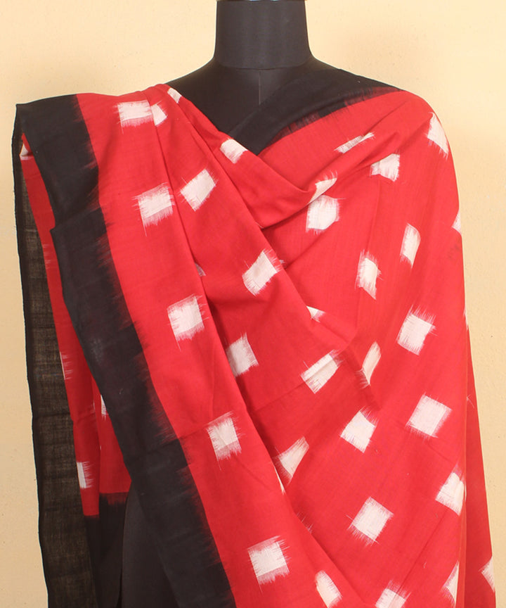 Maroon black handwoven cotton pochampally ikat dupatta