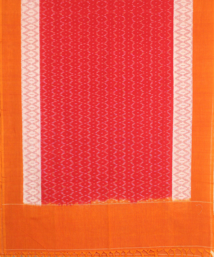 Red yellow handwoven cotton pochampally ikat dupatta