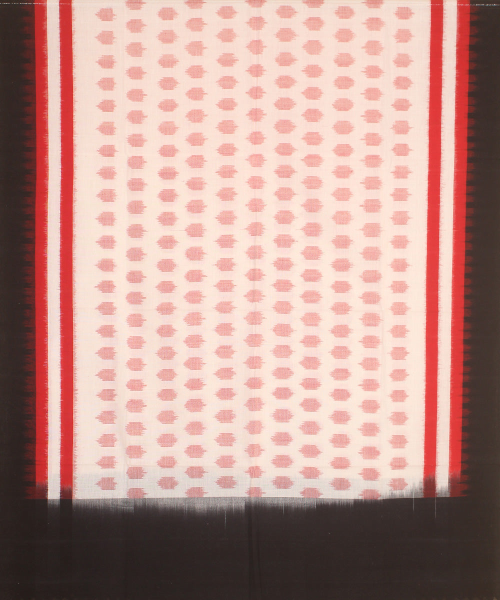 Offwhite black cotton pochampally ikat handwoven dupatta