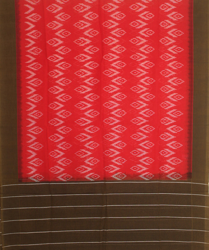 Red olive handwoven cotton pochampally ikat dupatta