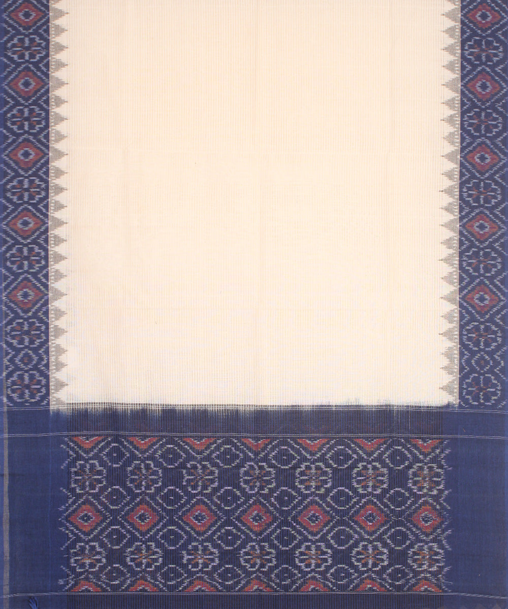 White blue handwoven cotton pochampally ikat dupatta