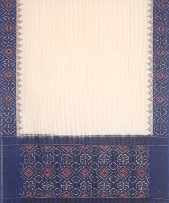 White blue handwoven cotton pochampally ikat dupatta