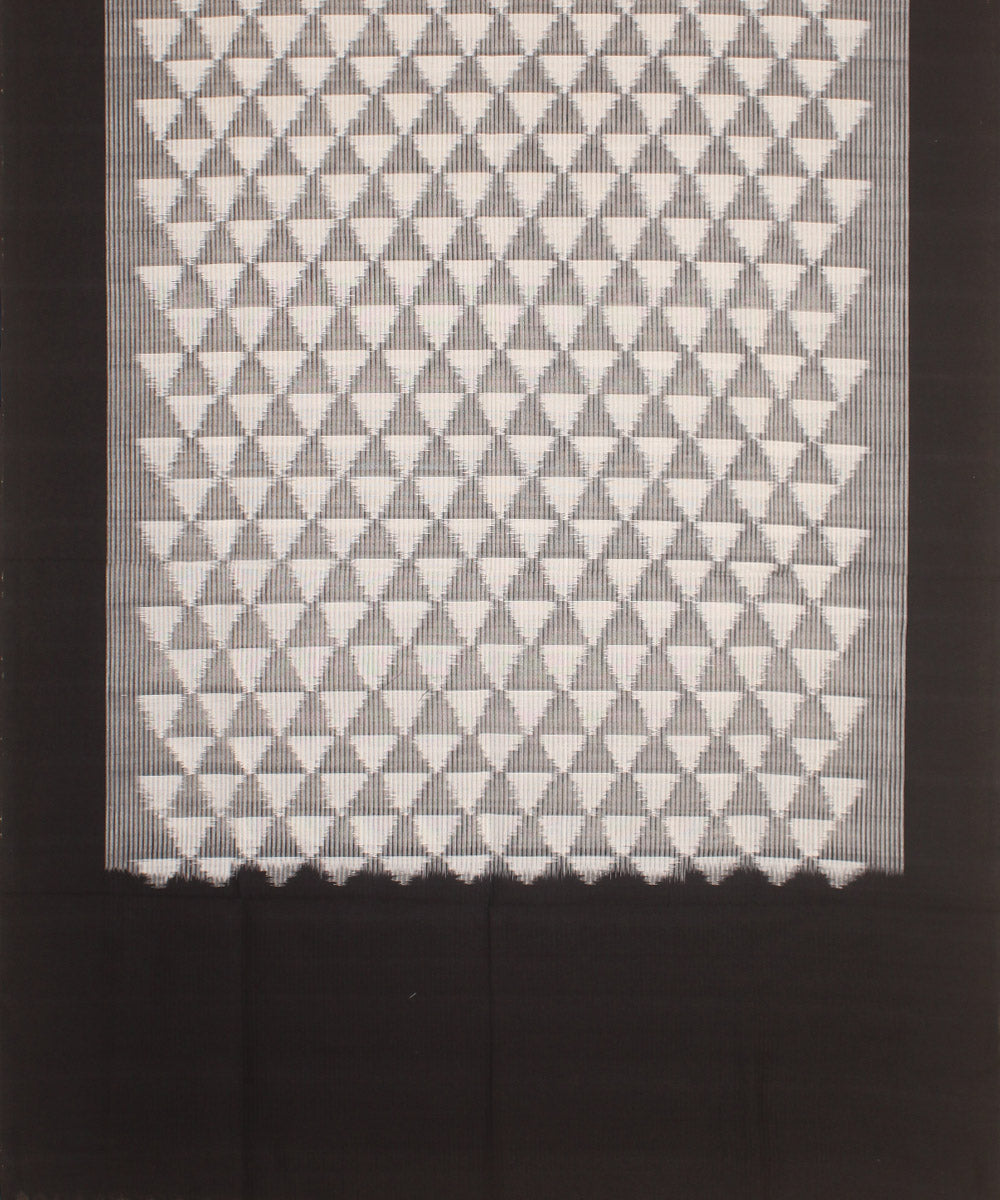 Grey black handwoven pochampally ikat cotton dupatta