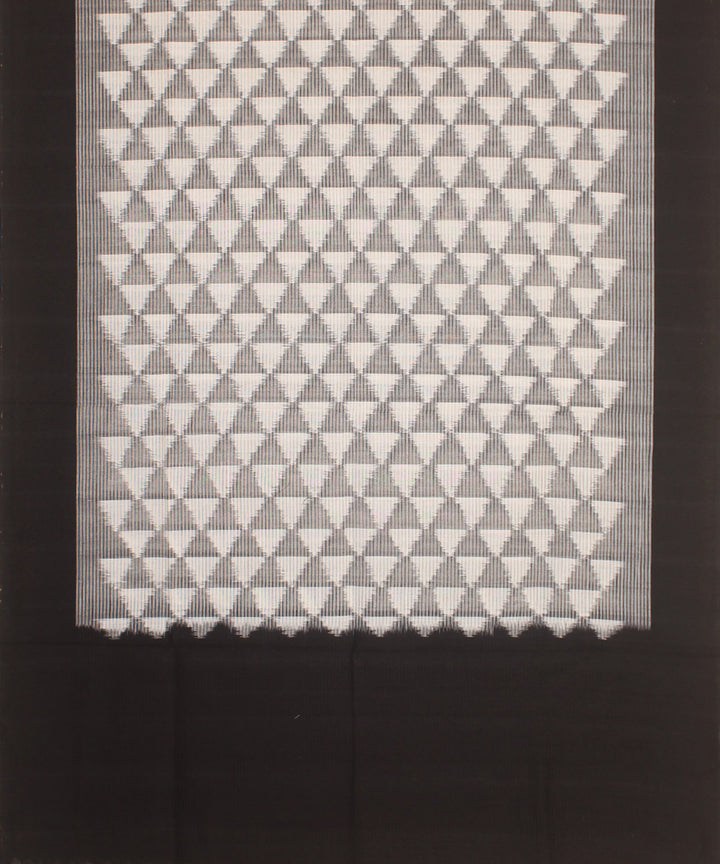 Grey black handwoven pochampally ikat cotton dupatta